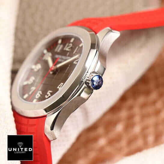 Patek Philippe Aquanaut 5167A "Red Dial" Exceptional Replica 1:1 1 200301204202 50 Patek Philippe Steel Case Crown Red Rubber Bracelet Replica side view