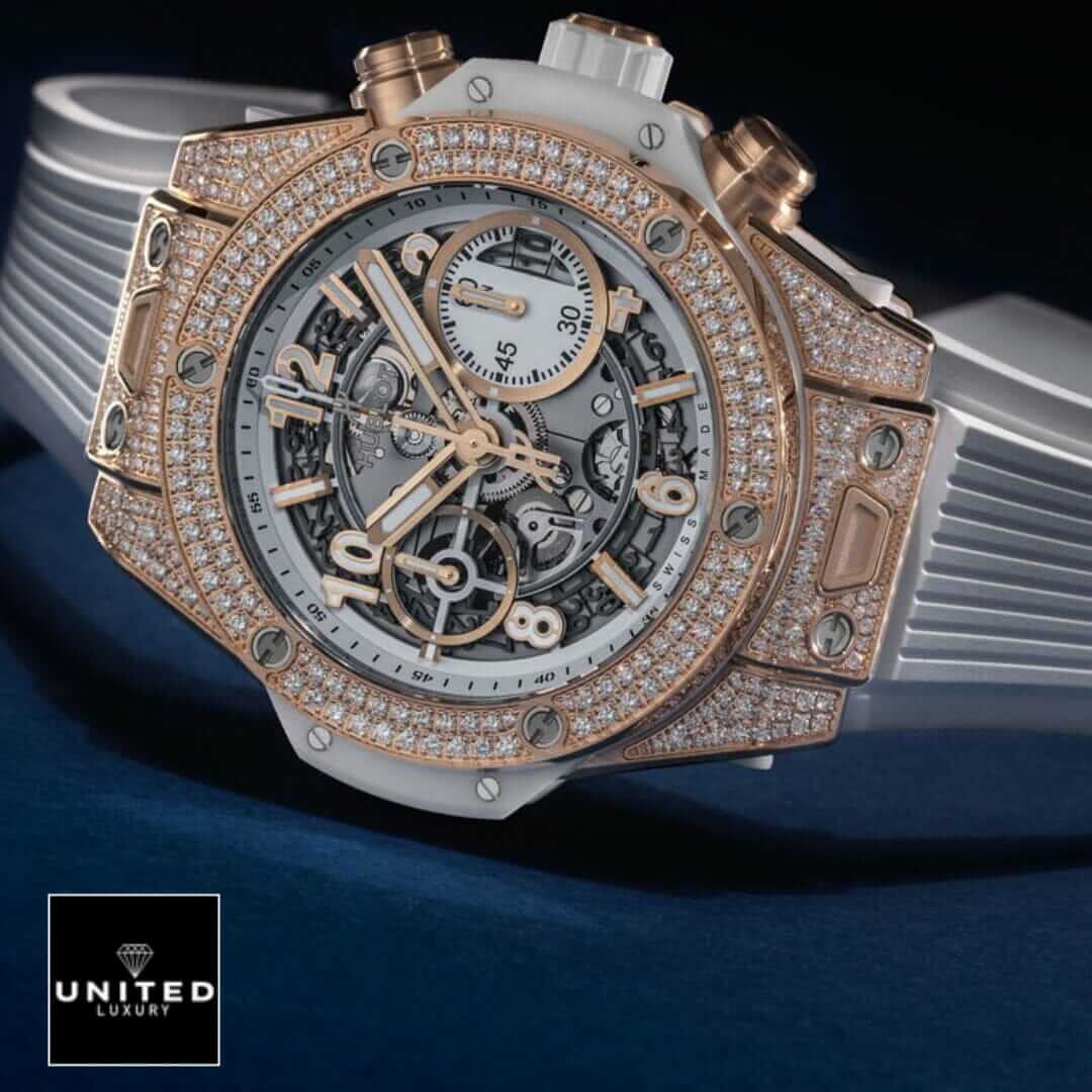 Hublot Big Bang Unico 441.OM.1180.RX Hublot Big Bang Rose Gold Diamond Bezel Replica white background
