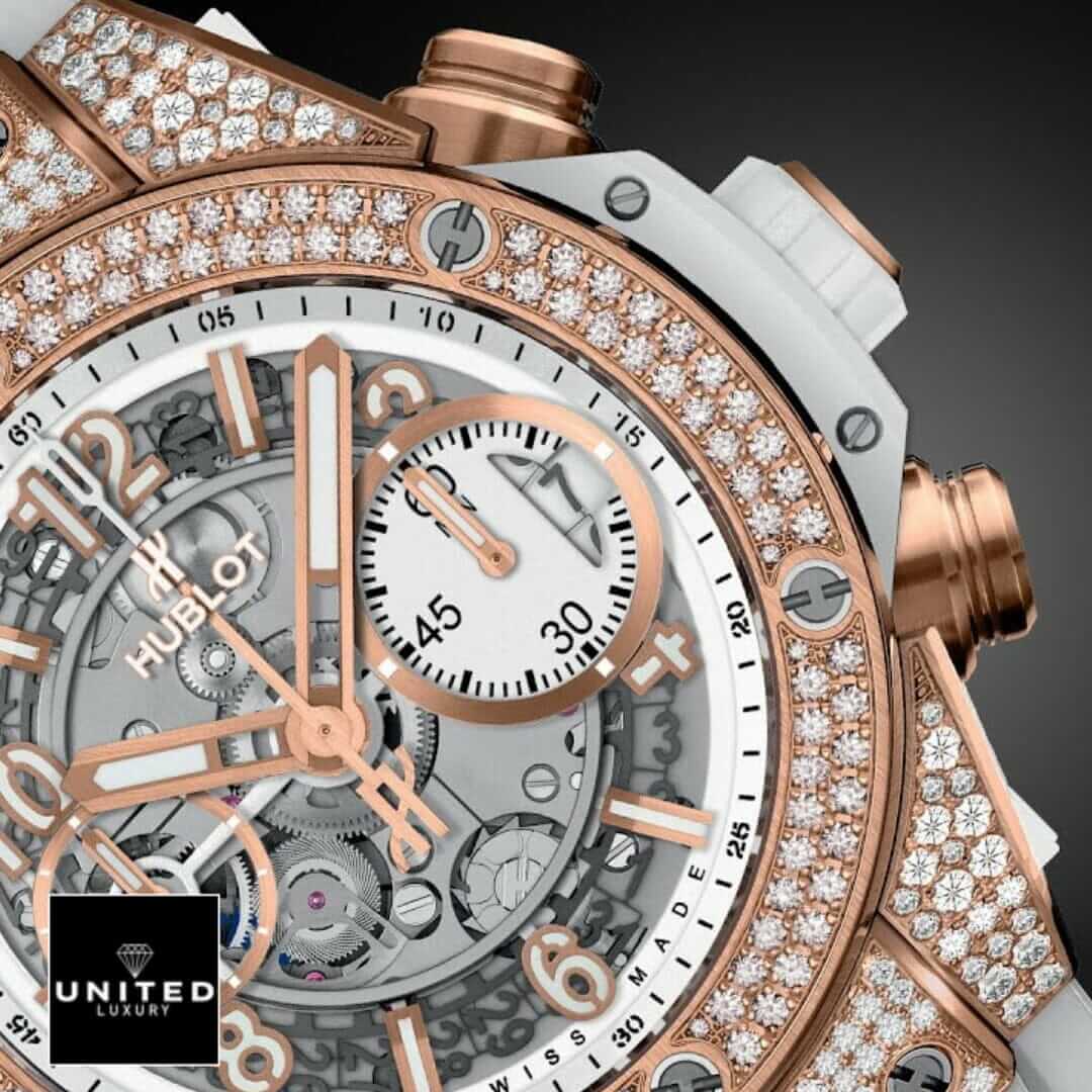 Hublot Big Bang Unico 441.OM.1180.RX Hublot Gold White Diamond Bezel Replica close analog view