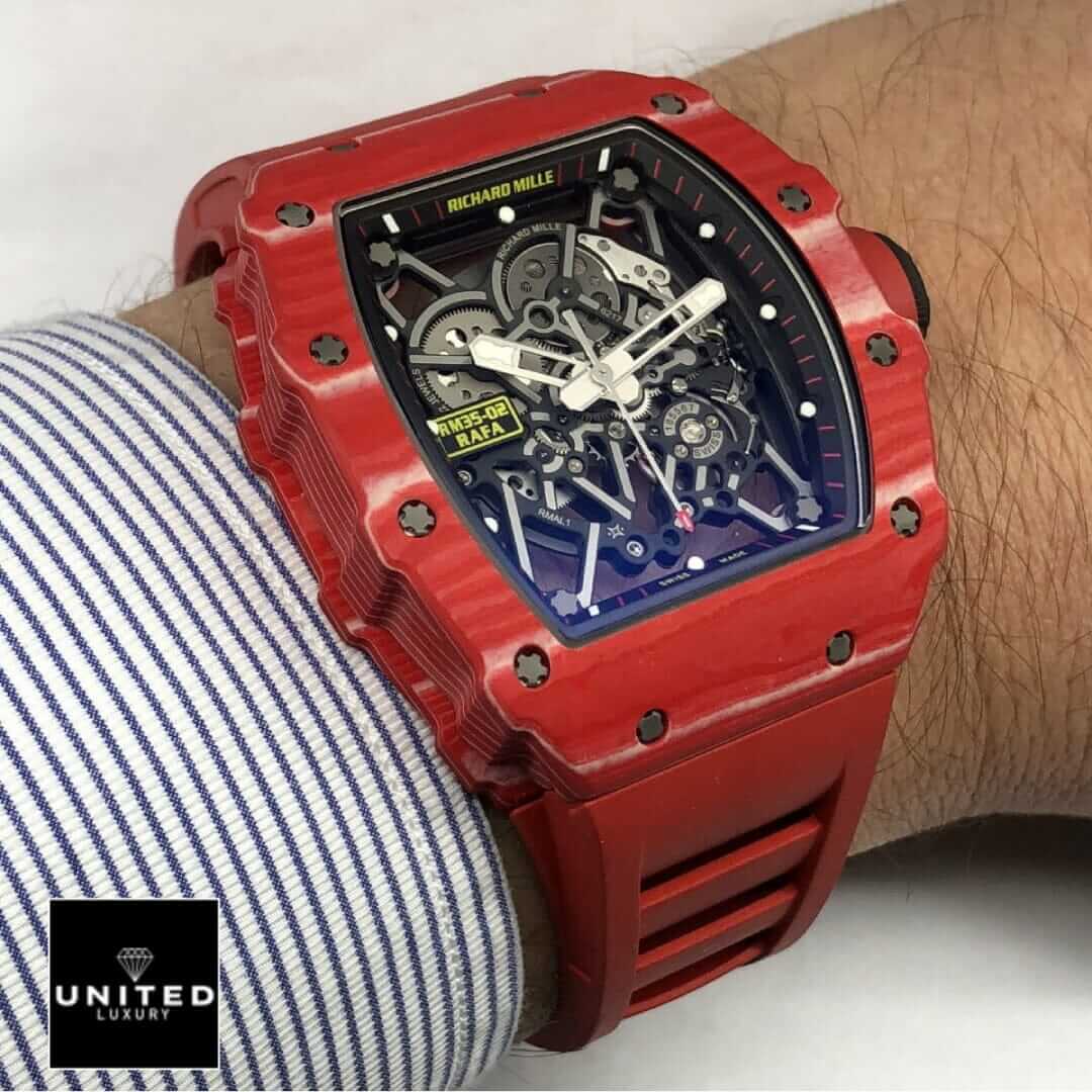 Richard Mille RM 35-02 Richard Mille RM35-02 Red Rubber Bracelet Replica on the wrist