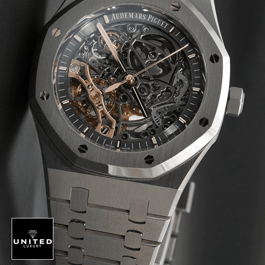 AP Royal Oak Audemars Piguet Stainless Steel Case Skeleton Dial Replica front view