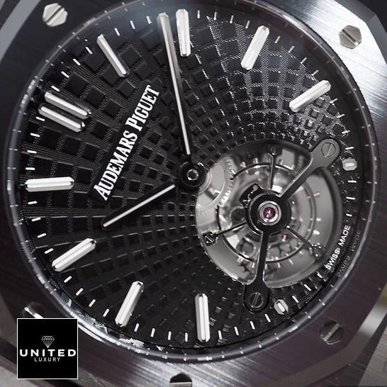 Audemars Piguet Royal Oak Tourbillon 26522CE Audemars Piguet Tourbillion Black Dial Steel Case Replica close analog view