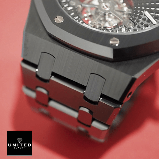 Audemars Piguet Royal Oak Tourbillon 26522CE Audemars Piguet Tourbillion 26522CE.OO_.1225CE Black Bracelet Replica red background