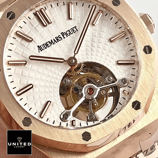 Audemars Piguet Royal Oak Tourbillon 26522ST Audemars Piguet Torubillion White Dial Replica close analog view