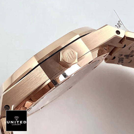 Audemars Piguet Royal Oak Tourbillon 26522ST Audemars Piguet Royal Oak Rose Gold Case Replica crown on the ap logo