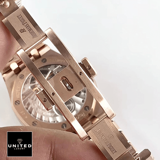 Audemars Piguet Royal Oak Tourbillon 26522ST Audemars Piguet Royal Oak Rose Gold Replica opened clasp white dial