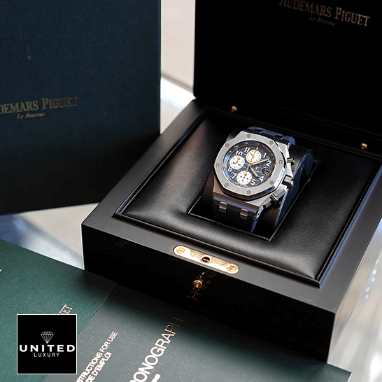 Audemars Piguet Royal Oak Offshore 26408OR.OO.A010CA.01 Audemars Piguet 26470ST.OO_.A027CA.01 Blue Dial Replica in the ap box