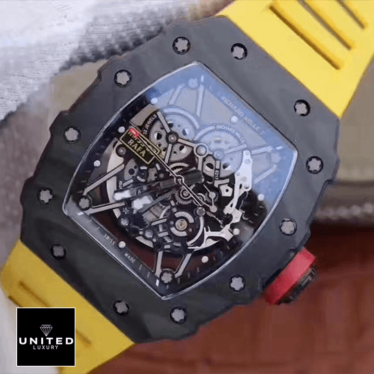 Richard Mille RM 35-01 Richard Mille RM35 01 Carbon Skeleton Dial Yellow Rubber Bracelet Replica
