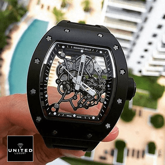 Richard Mille RM 055 Richard Mille RM055 Skeleton Black Bezel Replica front view