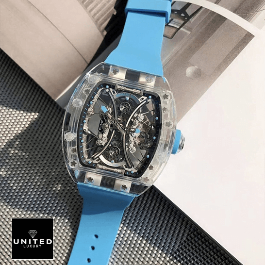 Richard Mille RM 053-02 Richard Mille Tourbillion Blue Bracelet Replica front view