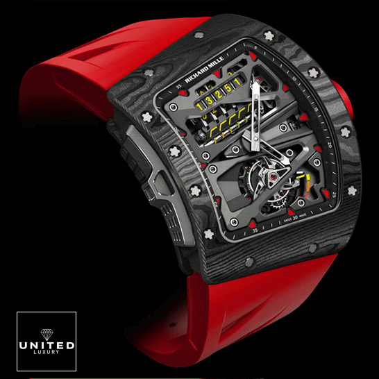 Richard Mille RM 70-01 Richard Mille 70-01 Red Rubber Bracelet Rpelica black background