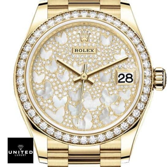 Rolex Datejust 278288RBR "Butterfly" Masterpiece Replica rolex 2 Rolex Datejust 278288RBR-0011 Yellow Gold And Diamond Automatic Butterfly Dial Replica