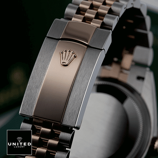 Rolex Datejust 126301 Two-Tone True Replica 1:1 rolex datejust 126231 steel gold automatic grey dial jubilee right 1 Rolex Datejust 36 126231-0033 Replica Two Tone Bracelet Fold Clasp on the Rolex Logo