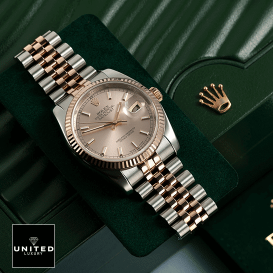 Rolex Datejust 126331-0010 "Sundust" Precision Replica Edition Rolex Datejust Sundust 126331-0010 Two Tone Bracelet Replica on Green Rolex Box