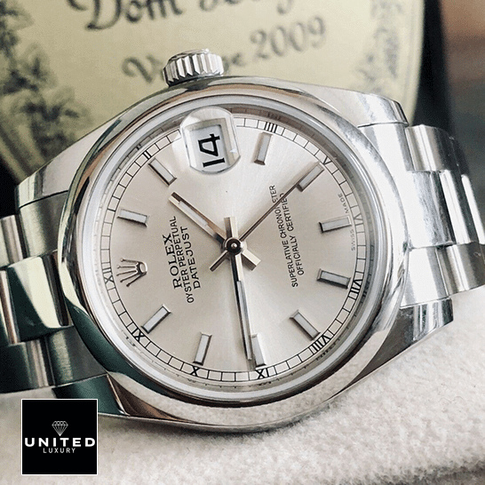 Rolex Datejust 178240 Steel Smooth Bezel Perfect Clone Edition Rolex Datejust 178240 Silver Dial Oyster Replica on the table