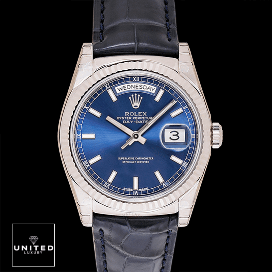 Rolex Day-Date 118139-0004 V5 Blue Dial Replica in Black backround