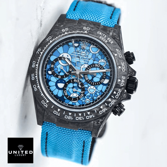 Rolex Cosmograph Daytona 116509 "Sun Flower Pattern Dial" Pro Clone 1:1 Rolex Daytona Cosmograph Blue Sun Flower Pattern Dial & Blue Textile Bracelet Replica