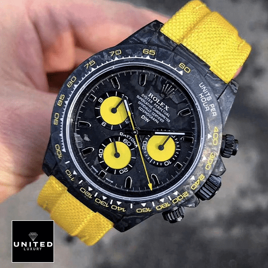 Rolex Cosmograph Daytona DIW "Lemon Edition" Ultra Realistic Replica Rolex Daytona Lemon Yellow Textile Bracelet Replica