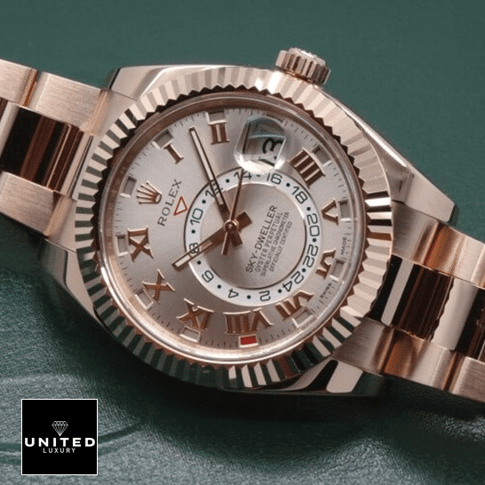 Rolex Sky-Dweller 326935 "Everose Gold" Handcrafted Replica Edition rolex sky dweller everose gold sundust dial 326935 oyster dial Rolex Sky Dweller Everose Gold 326935 Oyster Bracelet