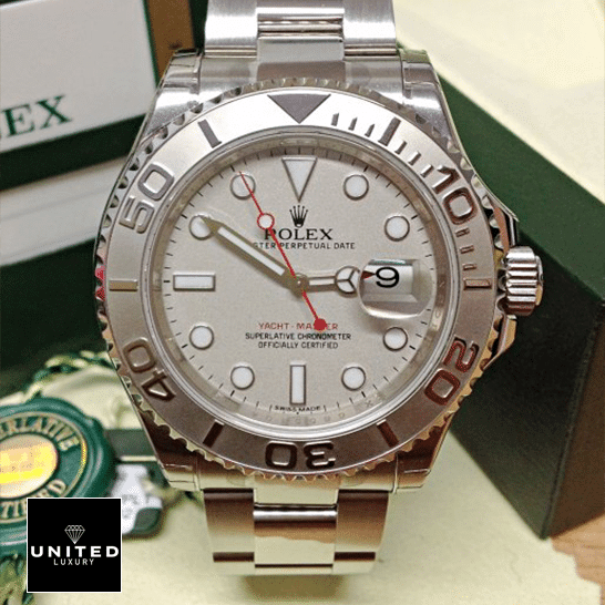 Rolex Yacht-Master 126621 "Everose Rolesor" Exact Duplicate Quality Rolex Yacht Master Platinum Dial Steel Replica next to warranty card