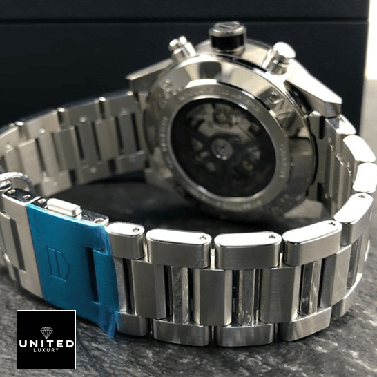 TAG Heuer Carrera 01 CAR2A1W.BA0703 "Black Steel" Collector’s Copy 1:1 tag heuer carrera calibre heuer 01 automatic chronograph CAR2A1W back Tag Heuer Carrera Stainless Steel Bracelet Replica upside view