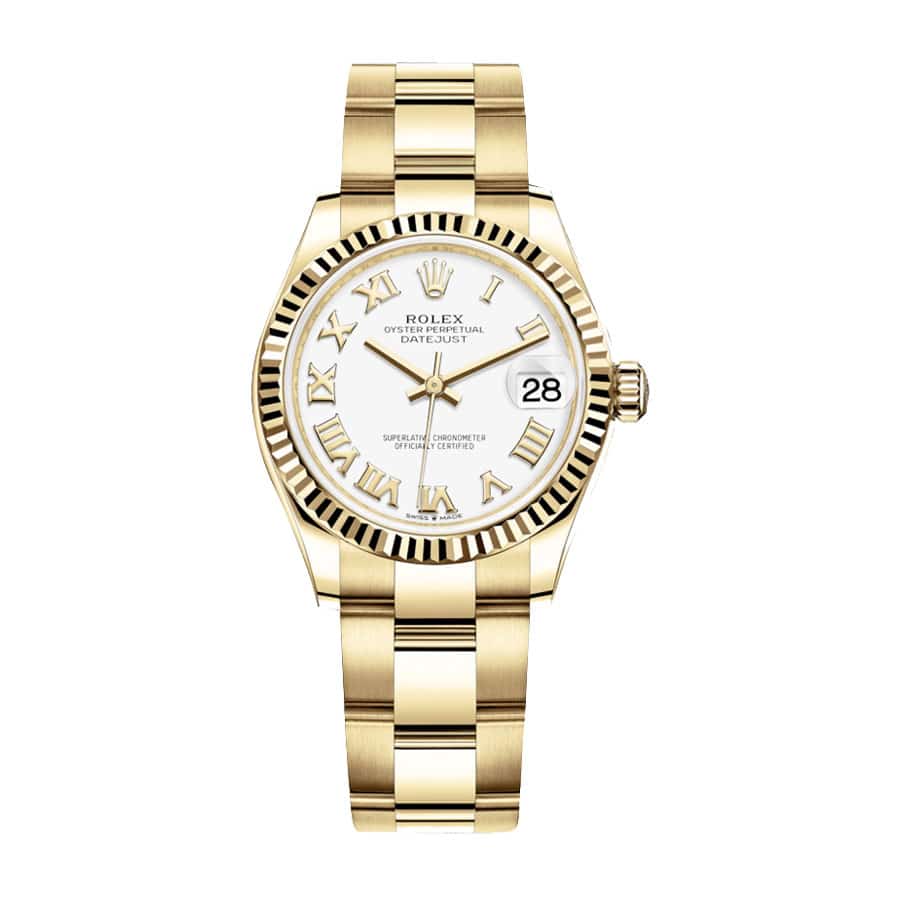 rolex-datejust-31mm-278278-yellow-gold-automatic-white-dial Rolex Datejust 278278 Yellow Gold Fluted Bezel Top Replica 1:1 - Image 1