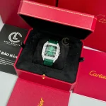 Cartier Santos De Cartier WSSA0062 Green Dial Custom Full Moissanite – Handcrafted Diamod - Image 6