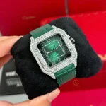 Cartier Santos De Cartier WSSA0062 Green Dial Custom Full Moissanite – Handcrafted Diamod - Image 2