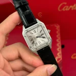 Cartier Santos – Dumont  White Dial Benzel Swarovski 38mm x 27.5mm Steel – VIP VERSION - Image 3