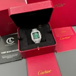 Cartier Santos De Cartier 39.8mm Green Dial Full Moissanite Hongkong –  Customize Diamod - Image 9