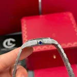Cartier Santos De Cartier 39.8mm Green Dial Full Moissanite Hongkong –  Customize Diamod - Image 5