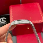 Cartier Santos De Cartier 39.8mm Green Dial Full Moissanite Hongkong –  Customize Diamod - Image 6