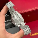 Cartier Santos De Cartier 39.8mm Blue Dial Full Moissanite HongKong –  Customize Diamod - Image 9