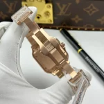 Cartier Santos de Cartie Larger Full Diamond Rose Gold 39.8mm – Handcrafted Diamod - Image 9