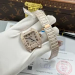 Cartier Santos de Cartie Larger Full Diamond Rose Gold 39.8mm – Handcrafted Diamod - Image 3