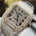Cartier Santos de Cartie Larger Full Diamond Rose Gold 39.8mm – Handcrafted Diamod - Image 6