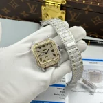 Cartier Santos de Cartie Larger Full Diamond Demi Yellow Gold 39.8mm – Handcrafted Diamod - Image 3