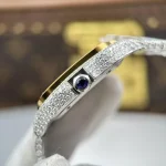 Cartier Santos de Cartie Larger Full Diamond Demi Yellow Gold 39.8mm – Handcrafted Diamod - Image 7
