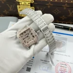 Cartier Santos de Cartie Larger Full Diamond Demi Rose Gold 39.8mm – Handcrafted Diamod - Image 3