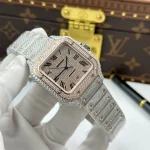 Cartier Santos de Cartie Larger Full Diamond Demi Rose Gold 39.8mm – Handcrafted Diamod - Image 4