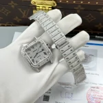 Cartier Santos de Cartie Larger Full Diamond 39.8mm – Handcrafted Diamod - Image 3