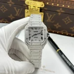 Cartier Santos de Cartie Larger Full Diamond 39.8mm – Handcrafted Diamod