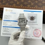 Cartier Santos de Cartie Larger Full Diamond 39.8mm – Handcrafted Diamod - Image 2