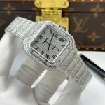 Cartier Santos de Cartie Larger Full Diamond 39.8mm – Handcrafted Diamod - Image 4