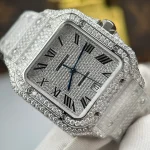 Cartier Santos de Cartie Larger Full Diamond 39.8mm – Handcrafted Diamod - Image 5