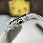 Cartier Santos de Cartie Larger Full Diamond 39.8mm – Handcrafted Diamod - Image 7